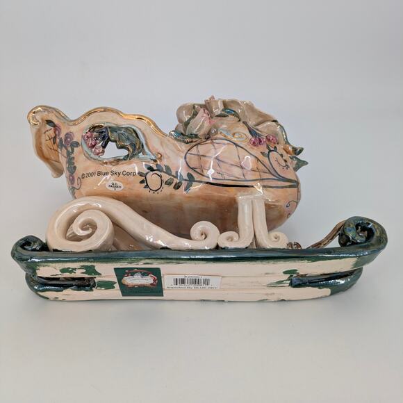 Blue Sky Heather Goldminc Rose Sleigh Candle Holder Centerpiece Floral Holiday - Picture 7 of 11